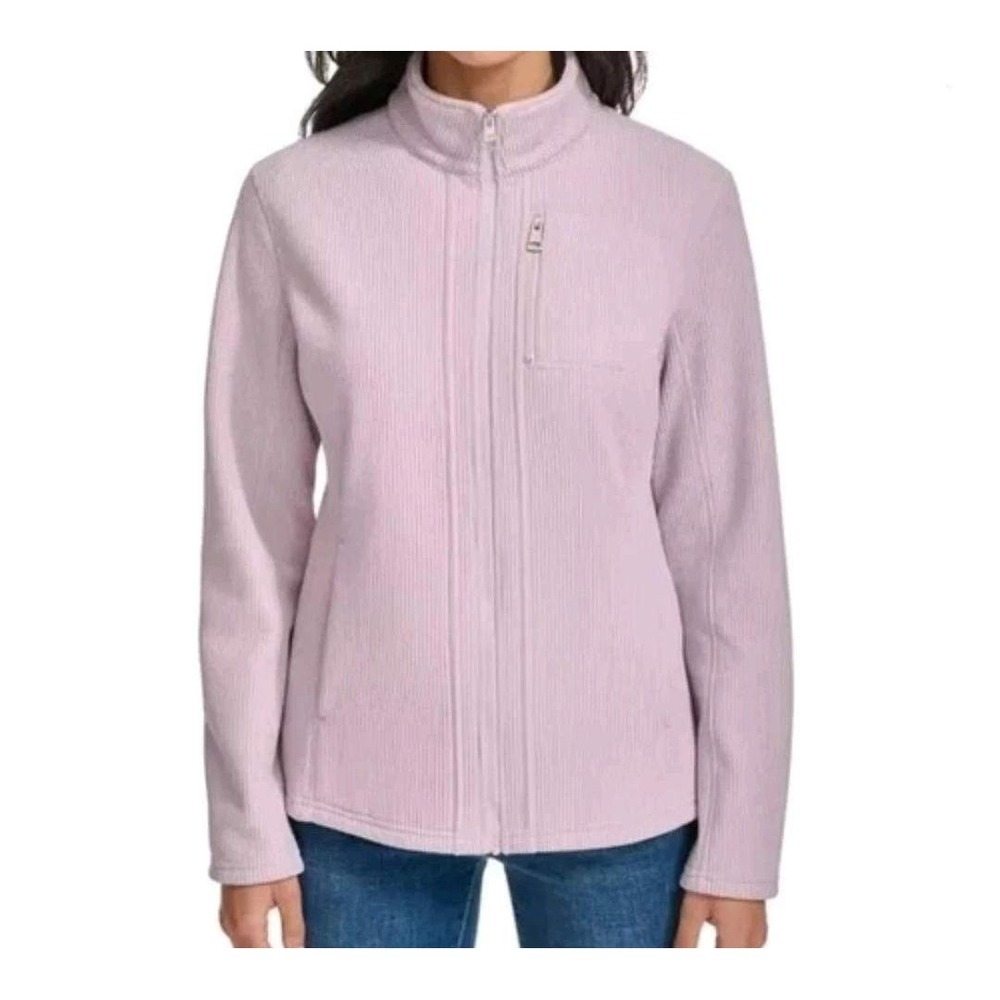 NWT Andrew Marc Ribbed Fleece Jacket Women's S Purple Poly Full Zip Mock Neck